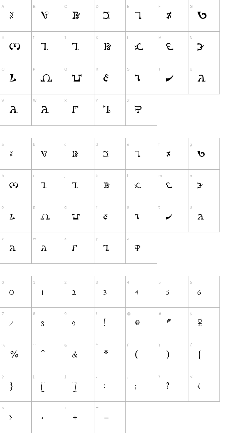 Character Map DEEnoch Font