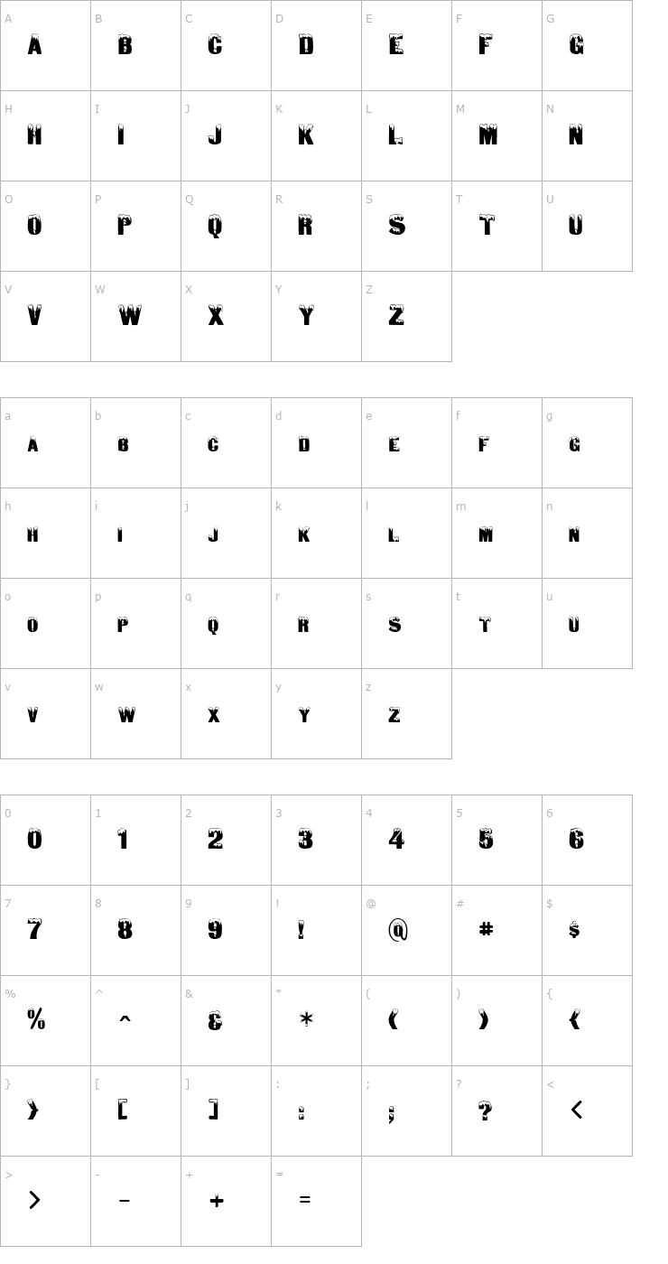 Character Map DeepFreeze Font