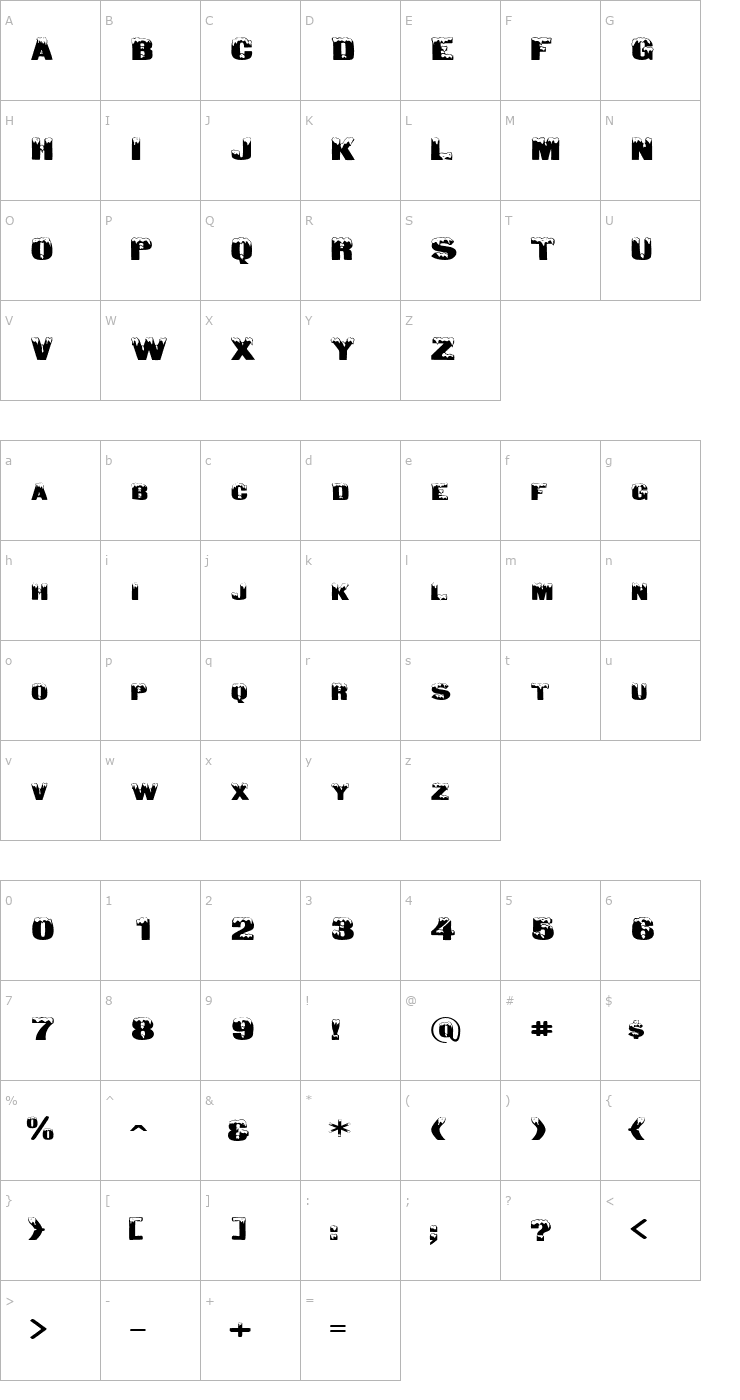 Character Map DeepFreezeExtended Font