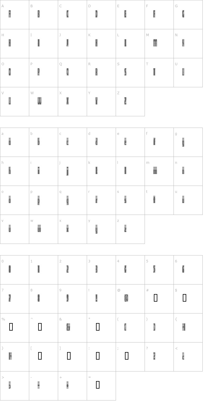 Character Map Deeter Condensed Font