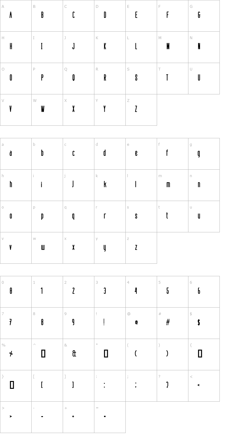 Character Map defatted milk Bold Font