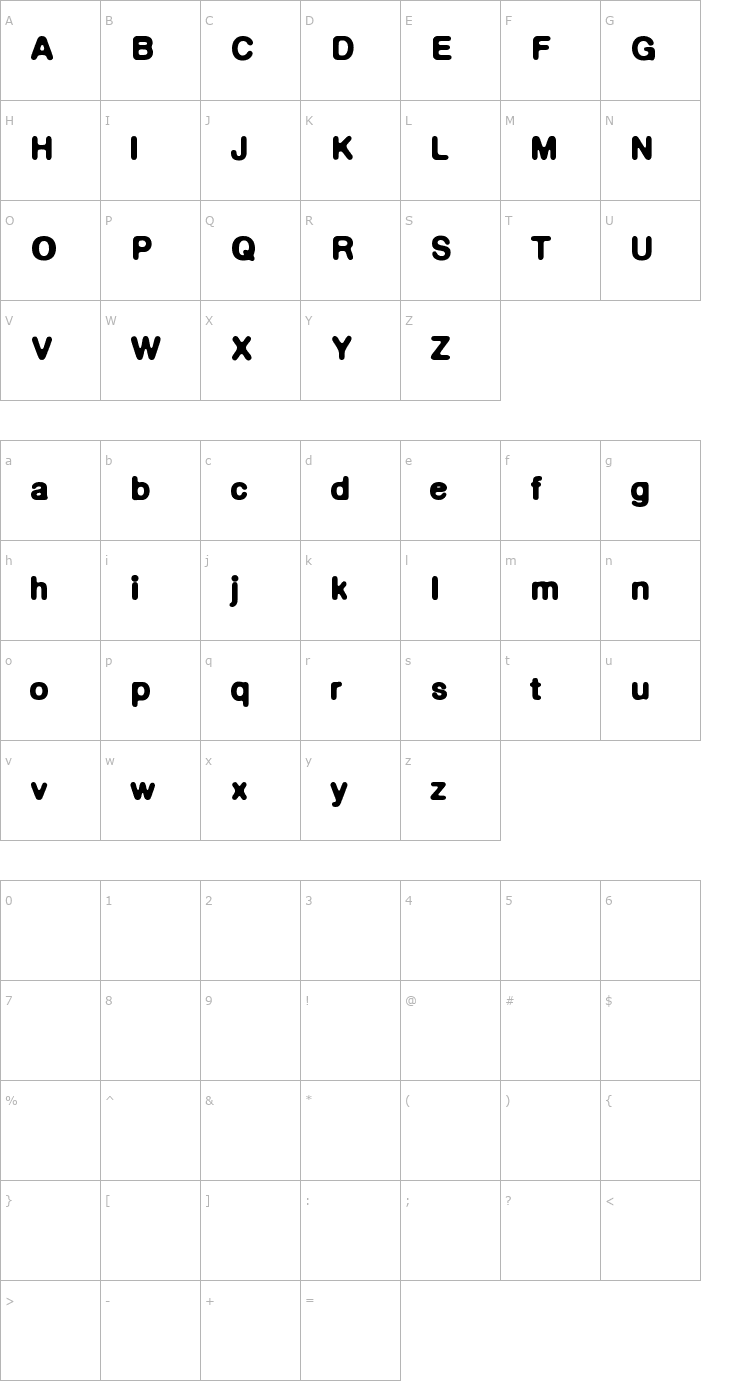 Character Map DeFonteDemiGras Font