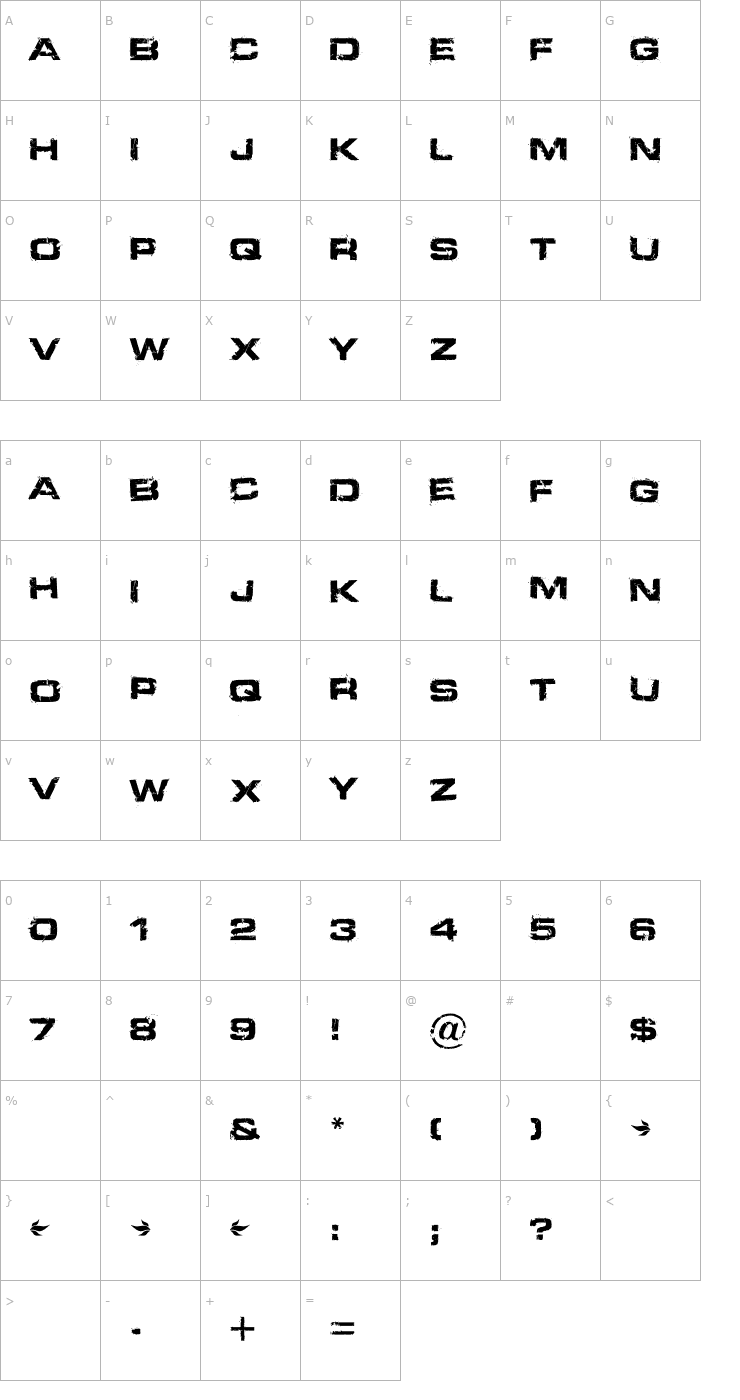 Character Map Defused Font