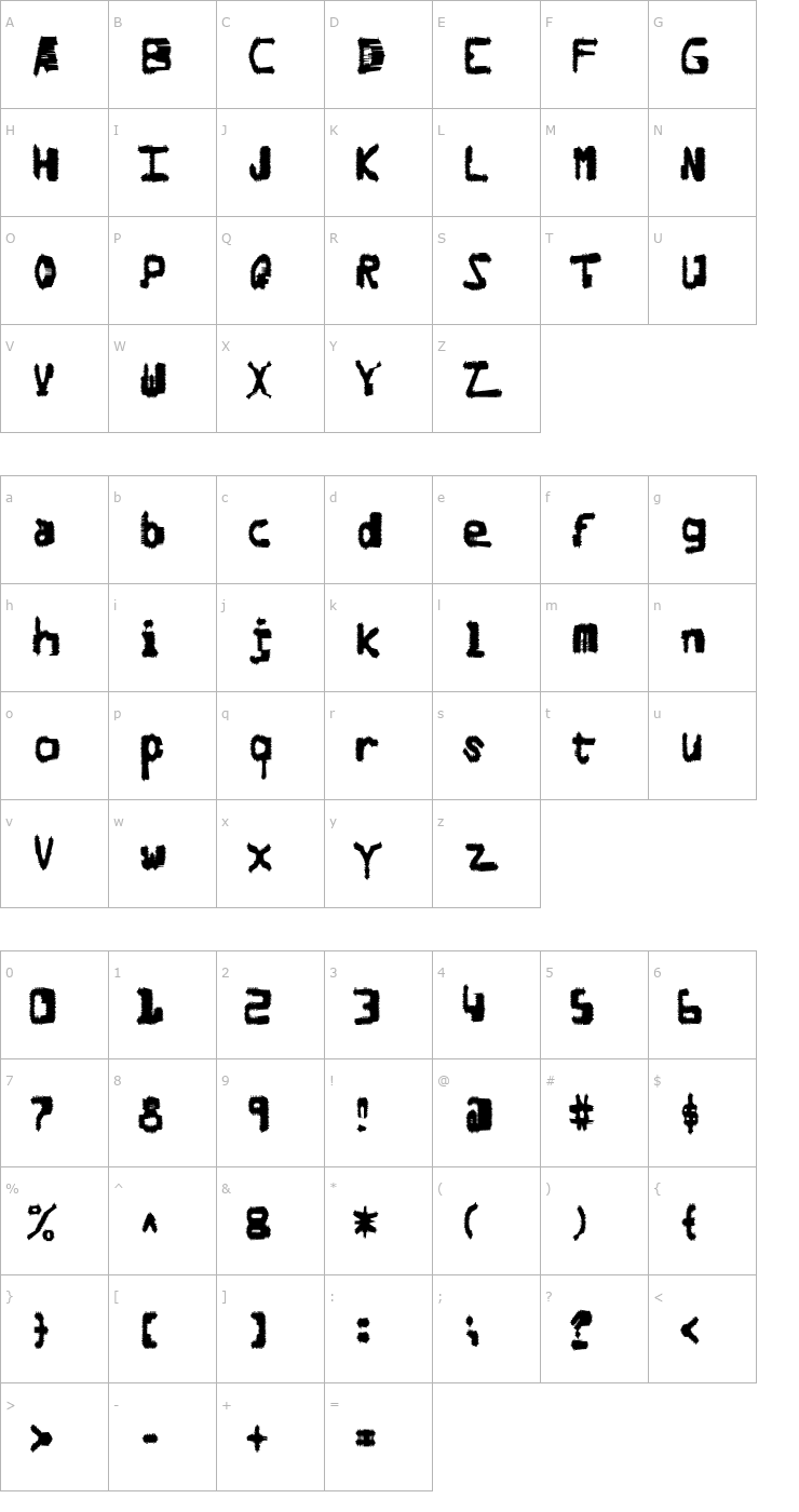 Character Map Degraded Chip Creep Font