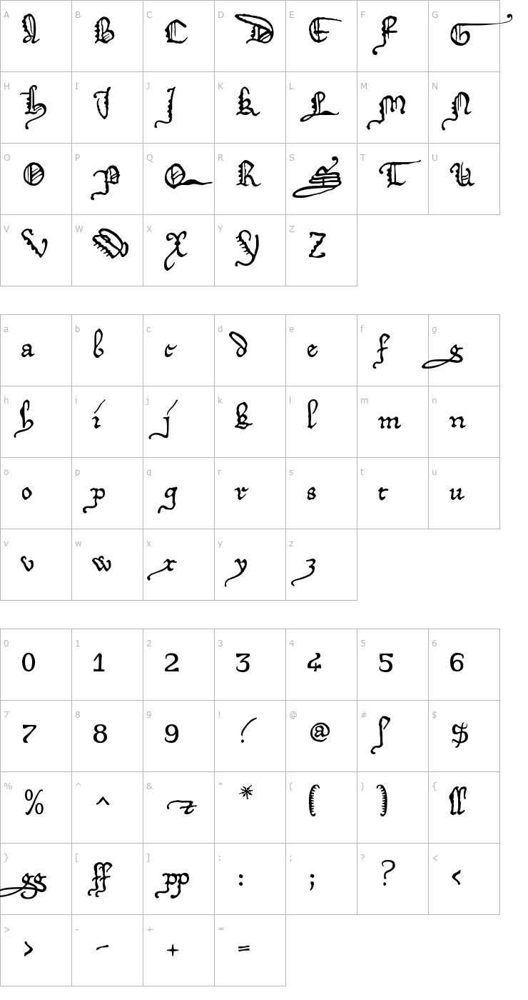 Character Map DeiGratia Font