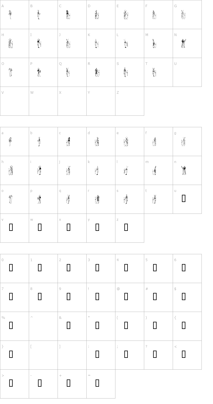 Character Map Deities Font