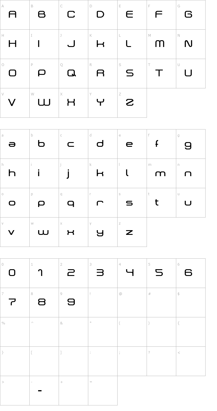 Character Map Dekers_Bold Font