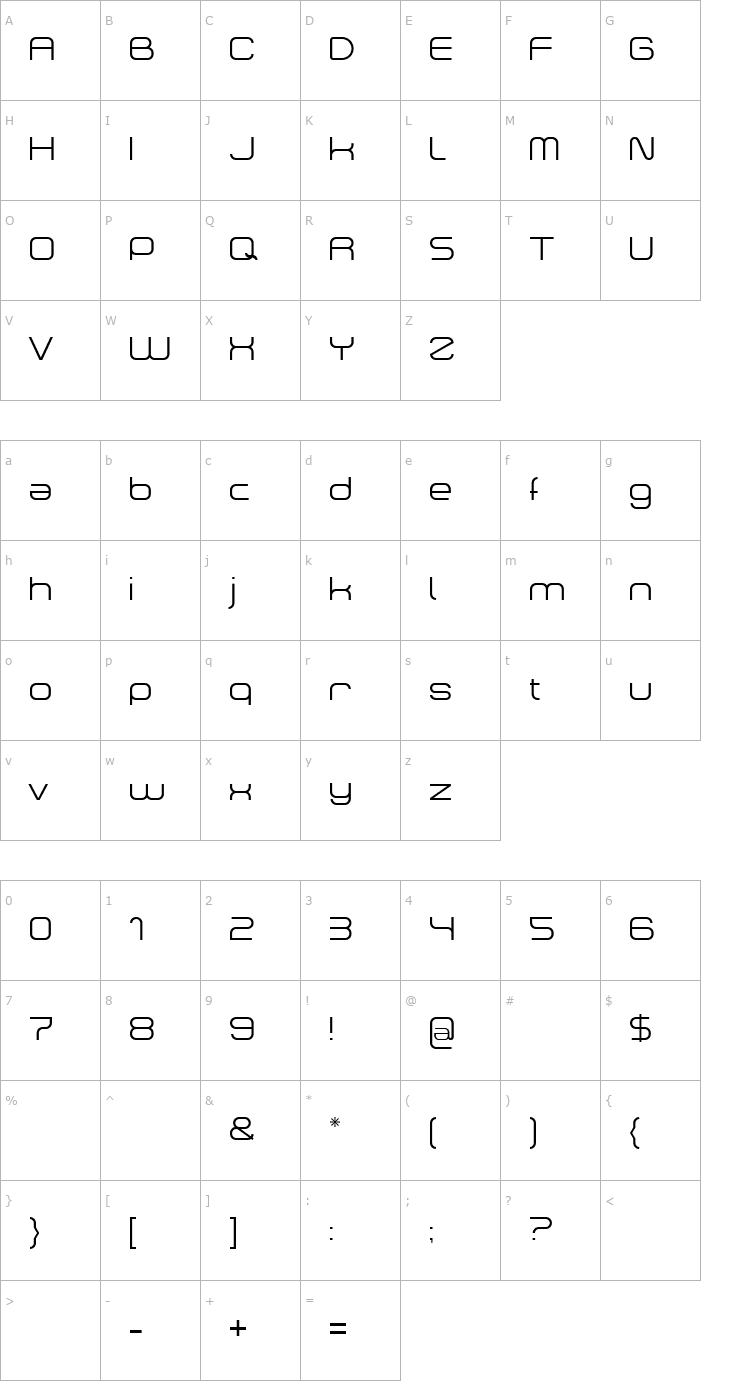 Character Map Dekers_light Font