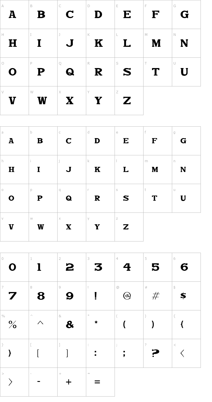 Character Map Dekka Dense JL Font