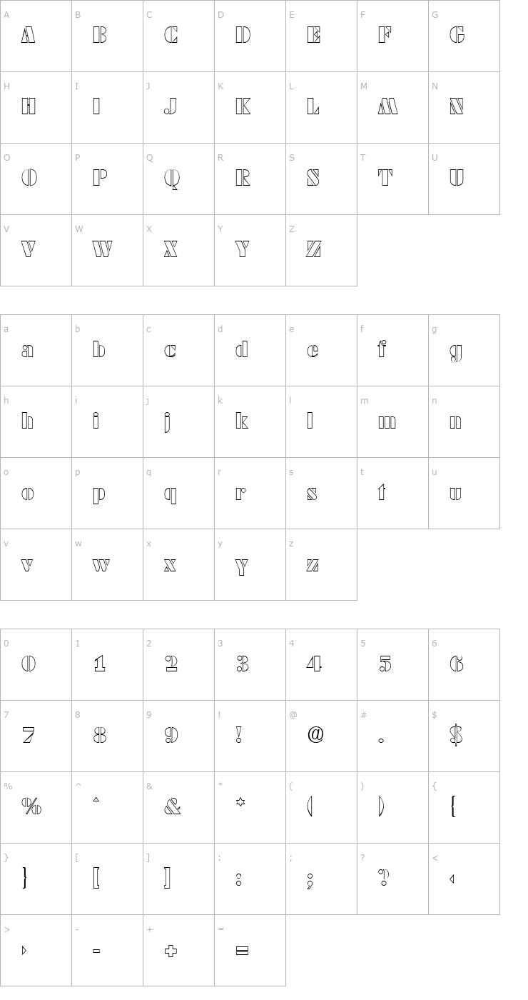 Character Map Dekoblack-Open Font