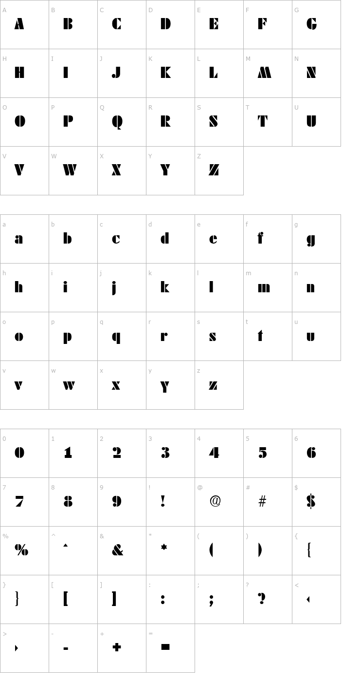 Character Map DekoBlack-Serial-Regular Font