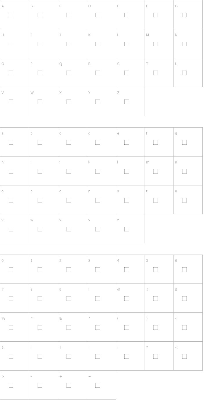 Character Map DekoBrett Medium Font