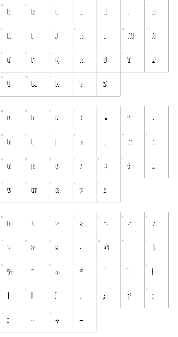 Character Map DekoDisplayOpen-Serial-Regular Font