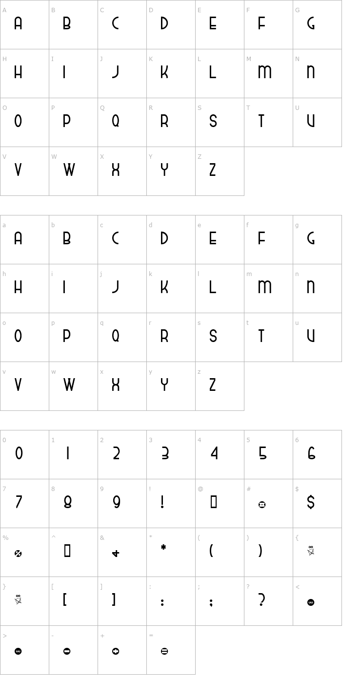 Character Map dekthusian Font