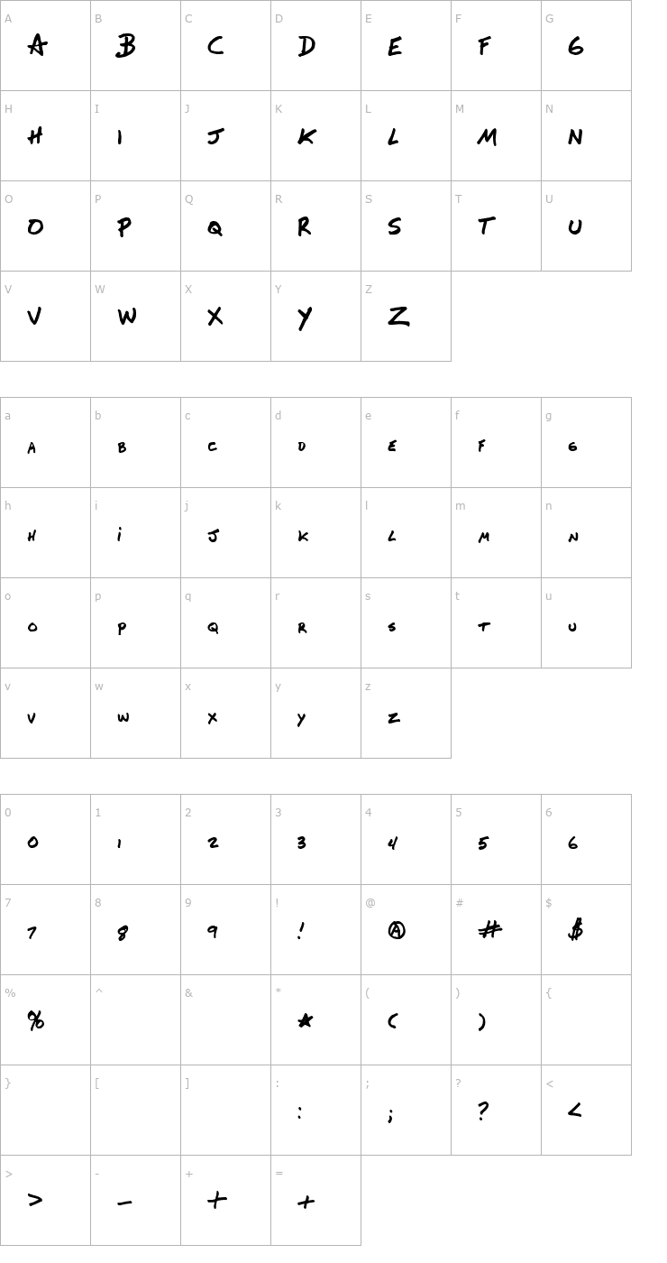 Character Map Delany Font