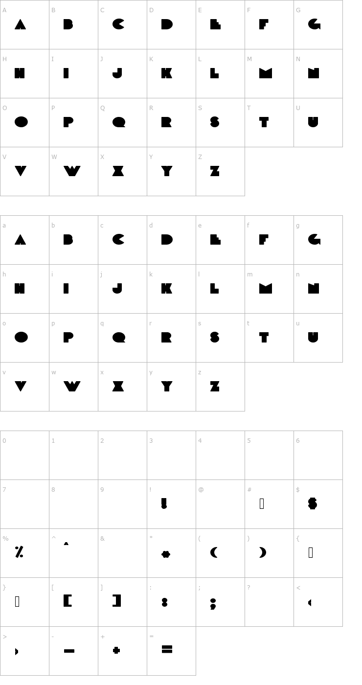 Character Map DeLarge Font
