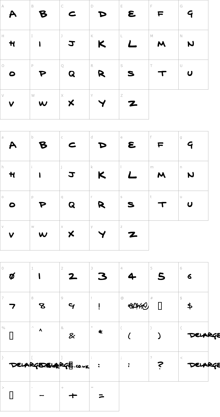 Character Map Delarge Marker Pen Font