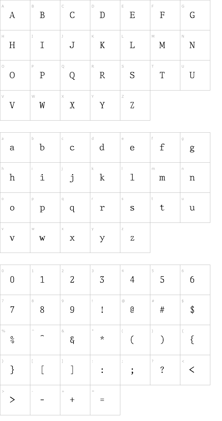 Character Map Delegate-Normal Font