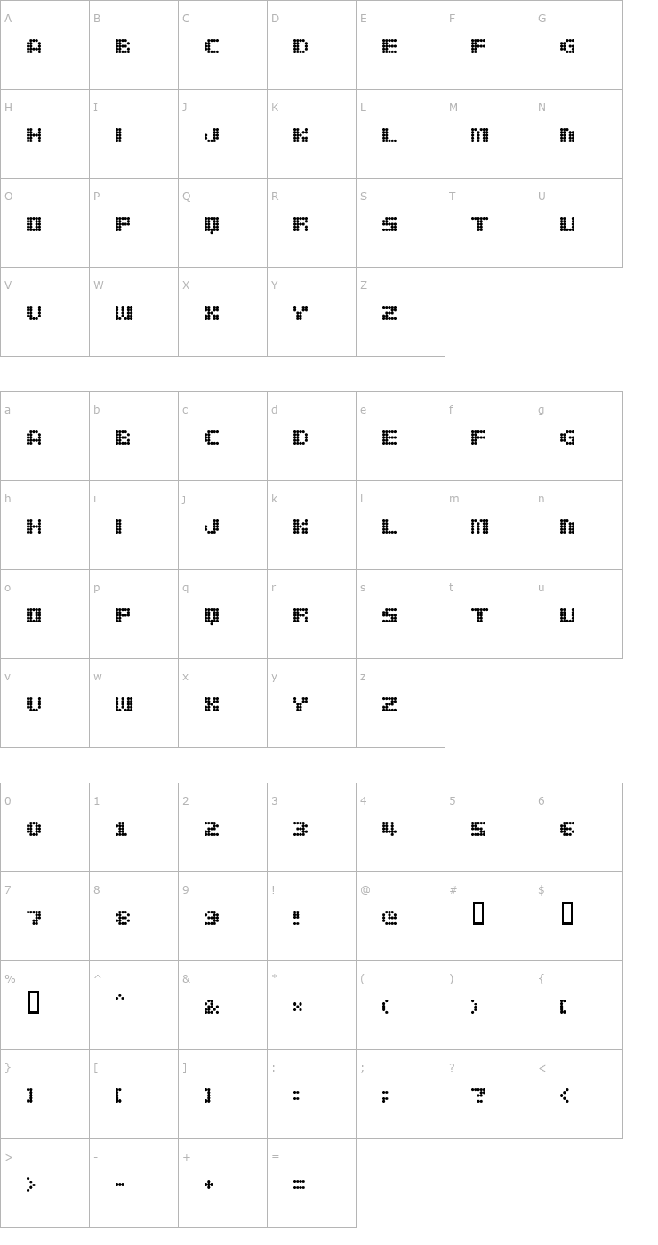 Character Map delia Font