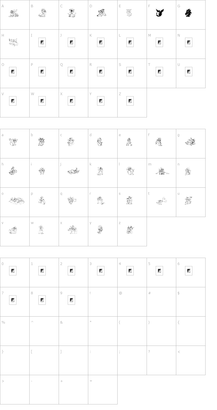 Character Map Delightful Lil Dragons Font