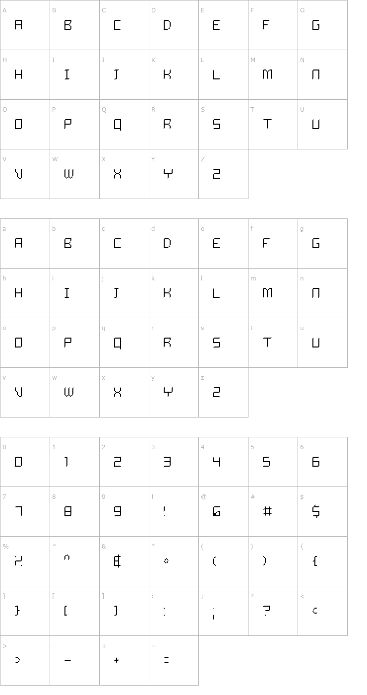 Character Map Delilah Thin Font