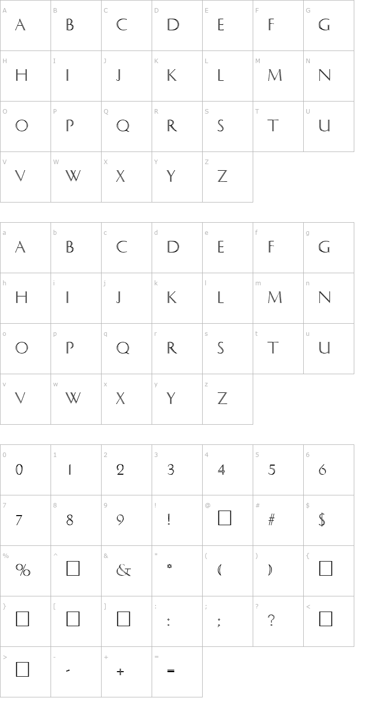 Character Map Delphi SF Font