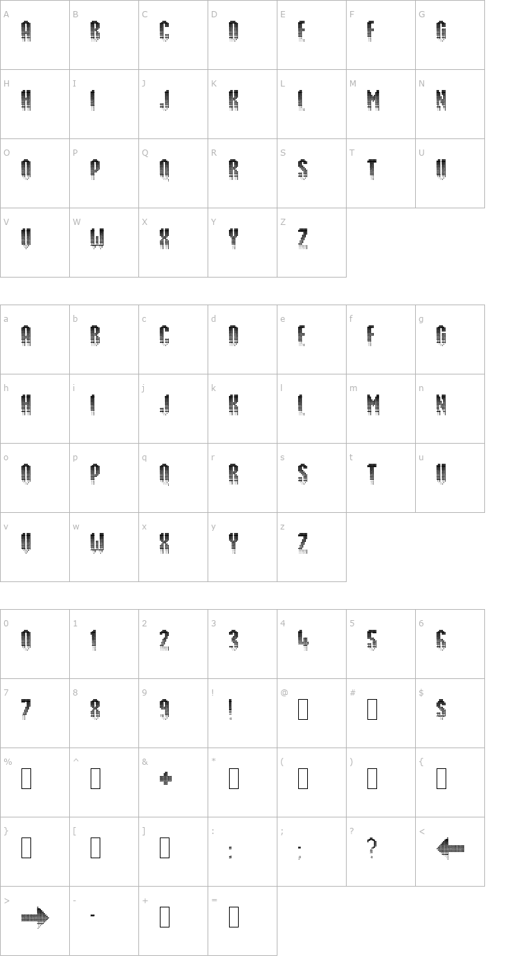 Character Map Delusion Font
