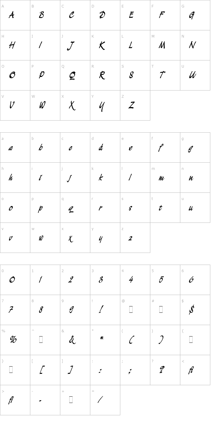 Character Map Demian Bold LET Plain1.0 Font