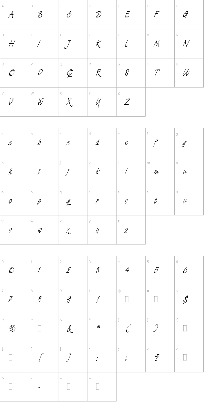 Character Map DemianPlain Font