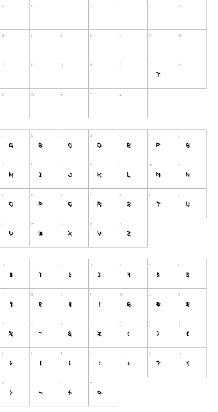 Character Map DemonCubicBlockFont Black Font