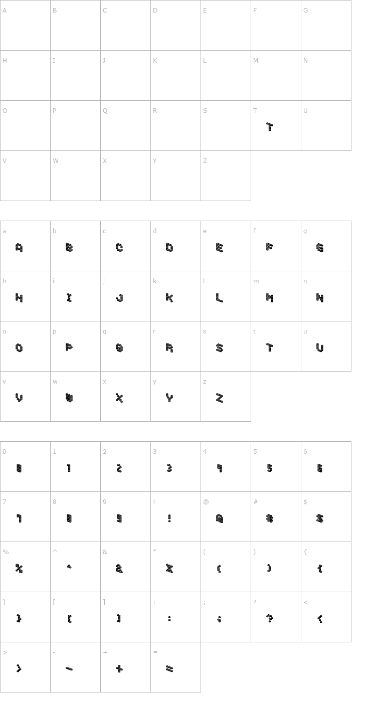Character Map DemonCubicBlockFont Tile Font