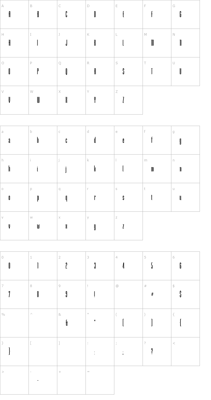 Character Map Demonstrator Font