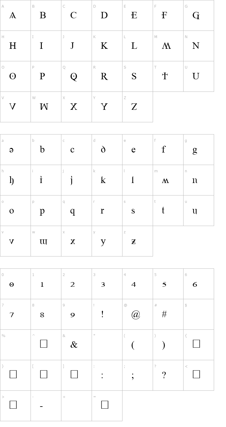 Character Map Denial2Regular Font
