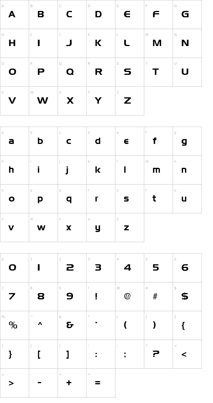 Character Map Denmark Regular Font