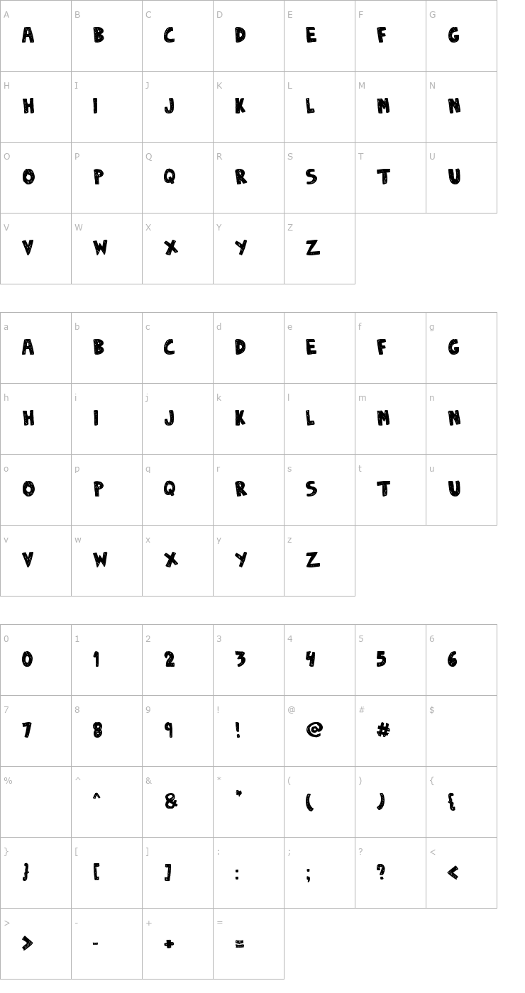 Character Map Denne Sketchy Font