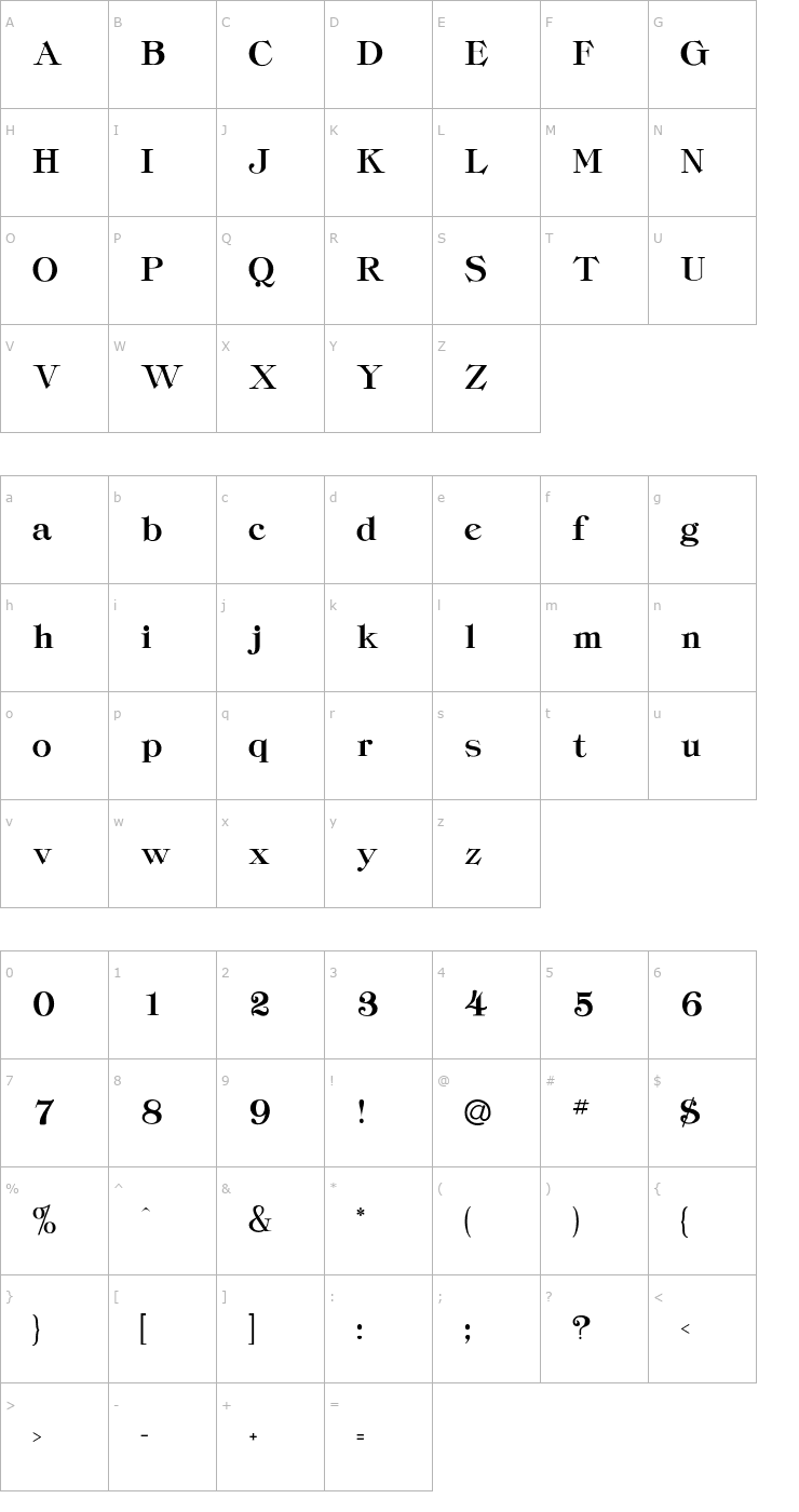 Character Map Denver Font