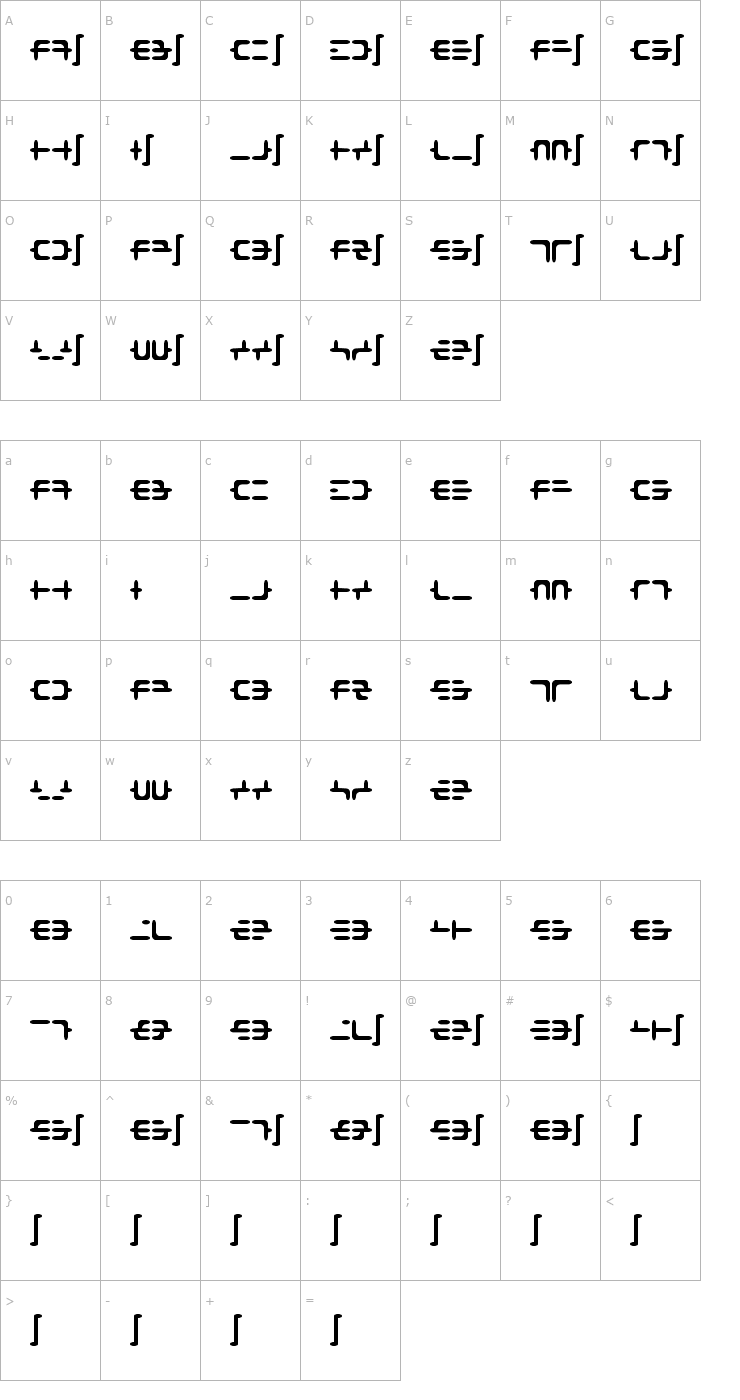 Character Map DEOXY Font