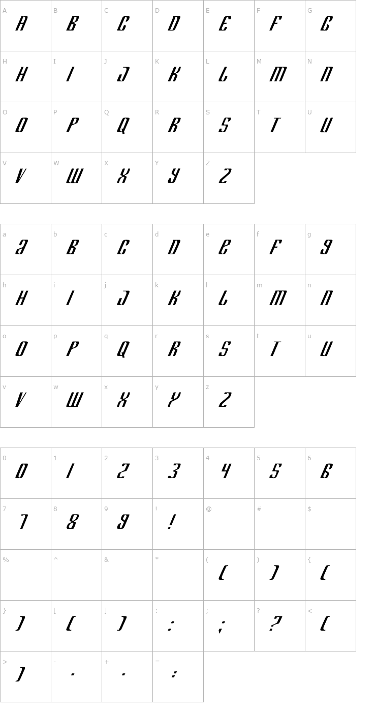 Character Map Department H Font