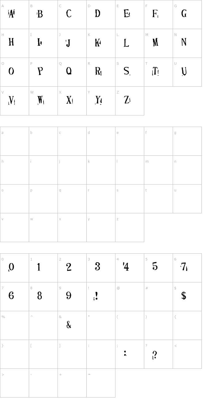 Character Map Depressionist v2.0 Font