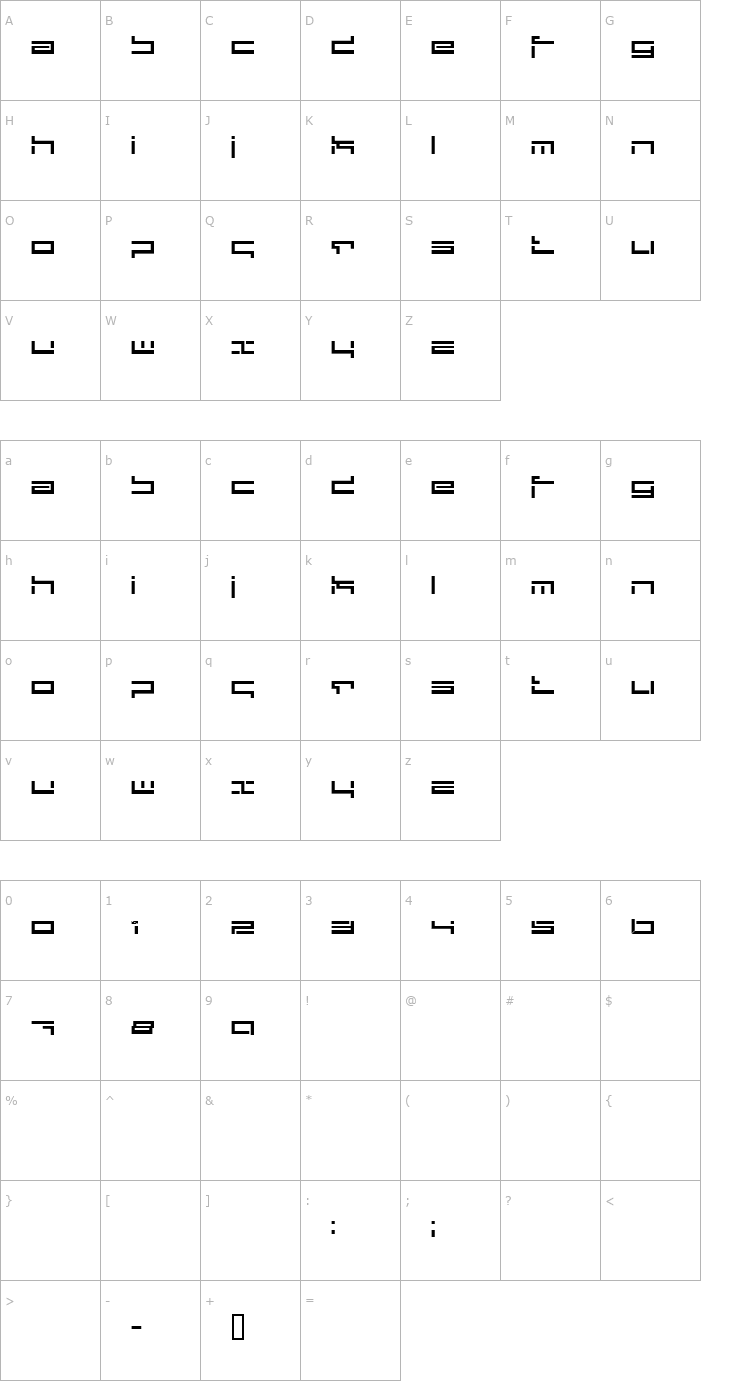 Character Map Depthcore Public Font