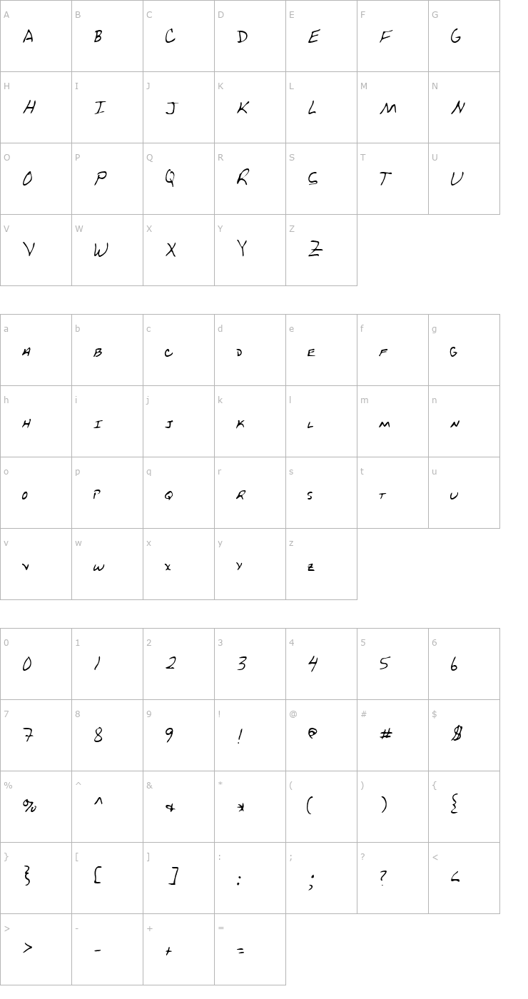 Character Map Derby Regular Font