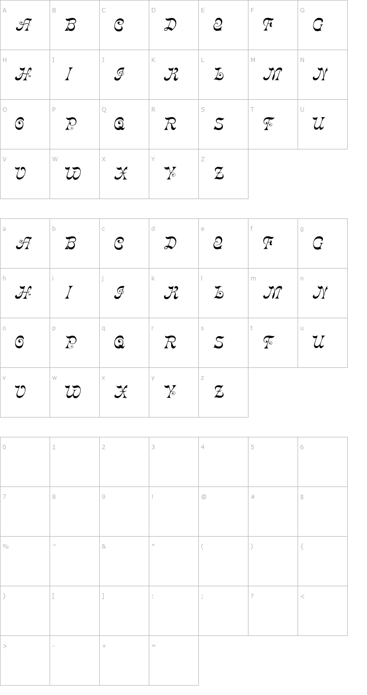 Character Map Derniere Font