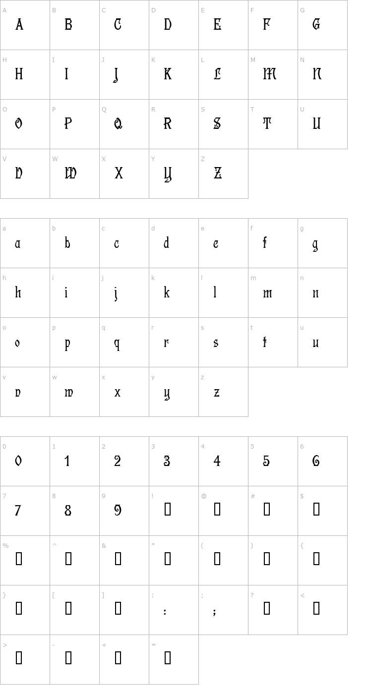 Character Map Descant Font