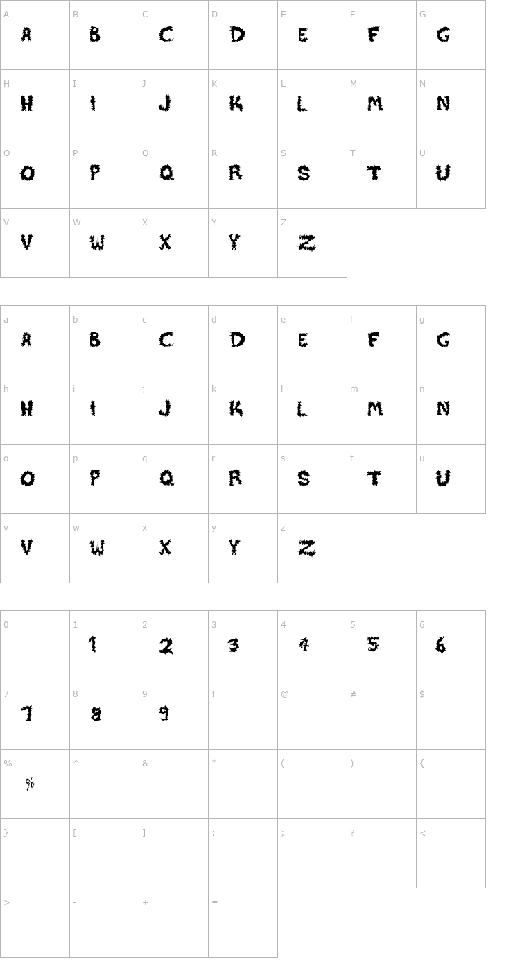 Character Map Desert Font