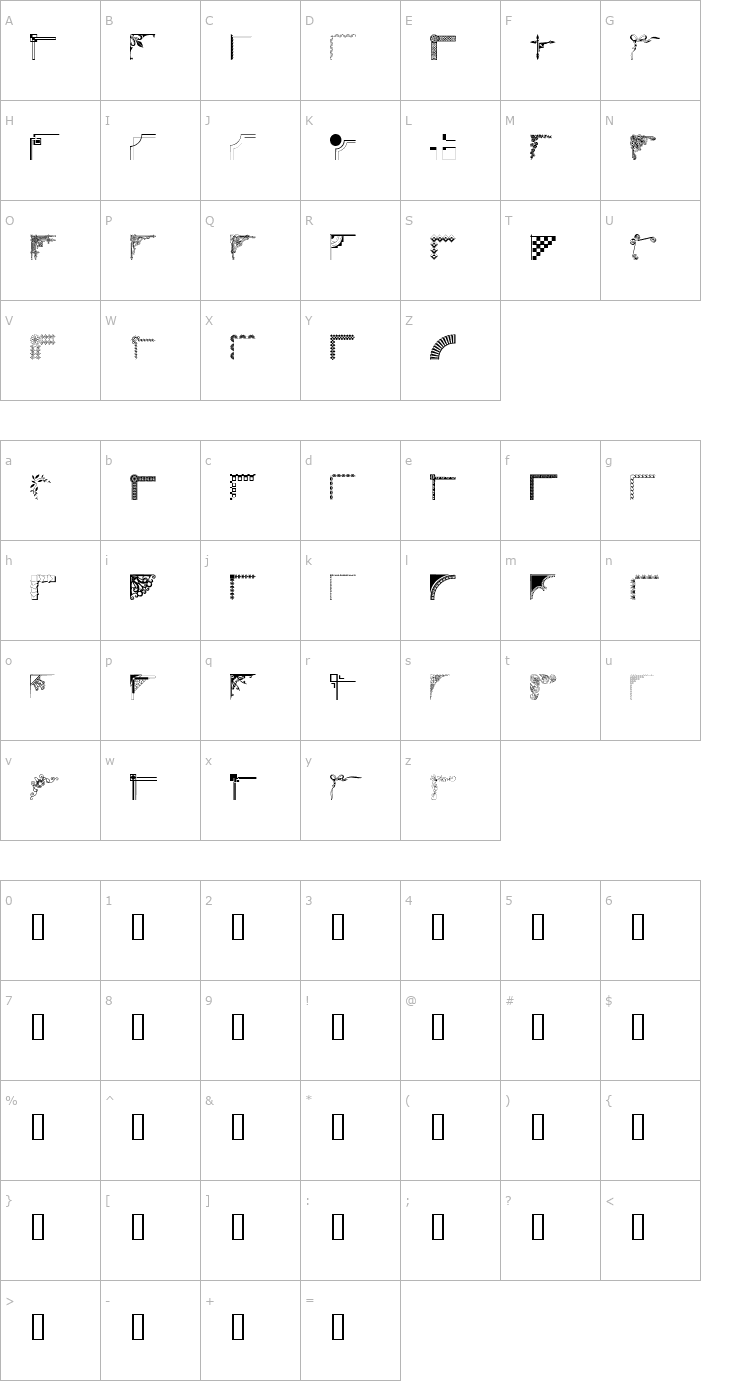 Character Map Designer Corners Font