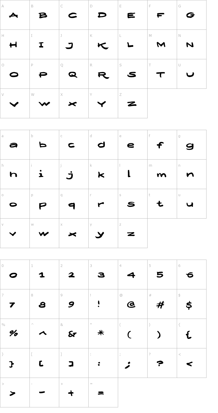 Character Map DesignerScript Plain PDF Font