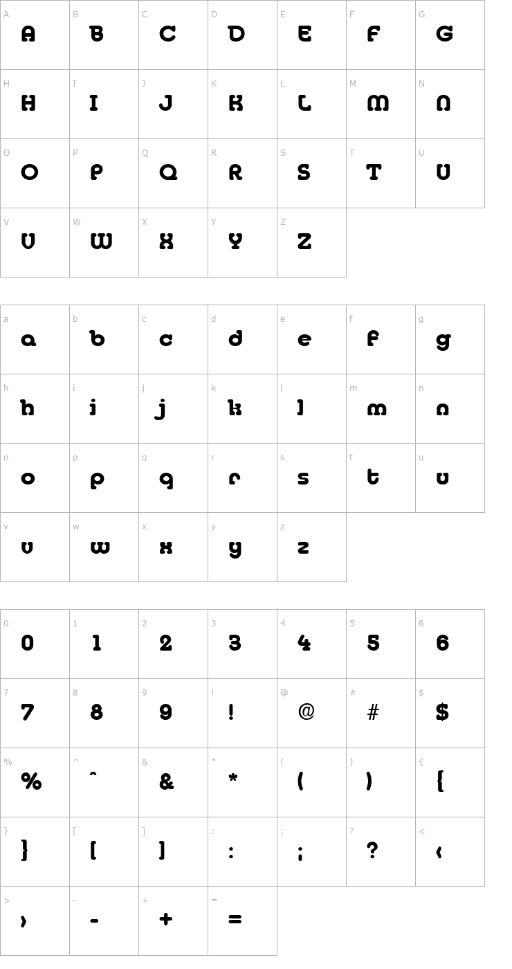 Character Map DesireeBecker-ExtraBold Font