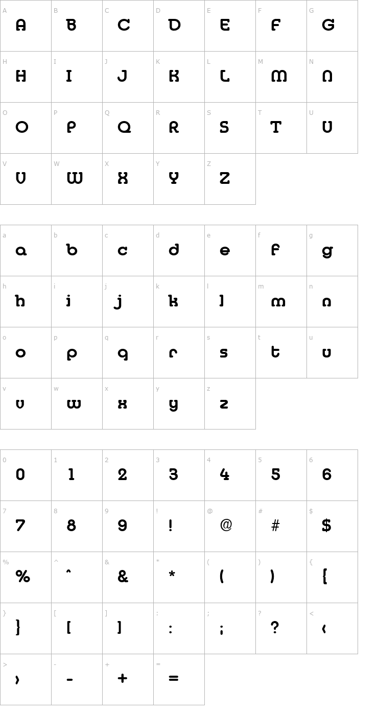 Character Map DesireeBeckerMedium Font