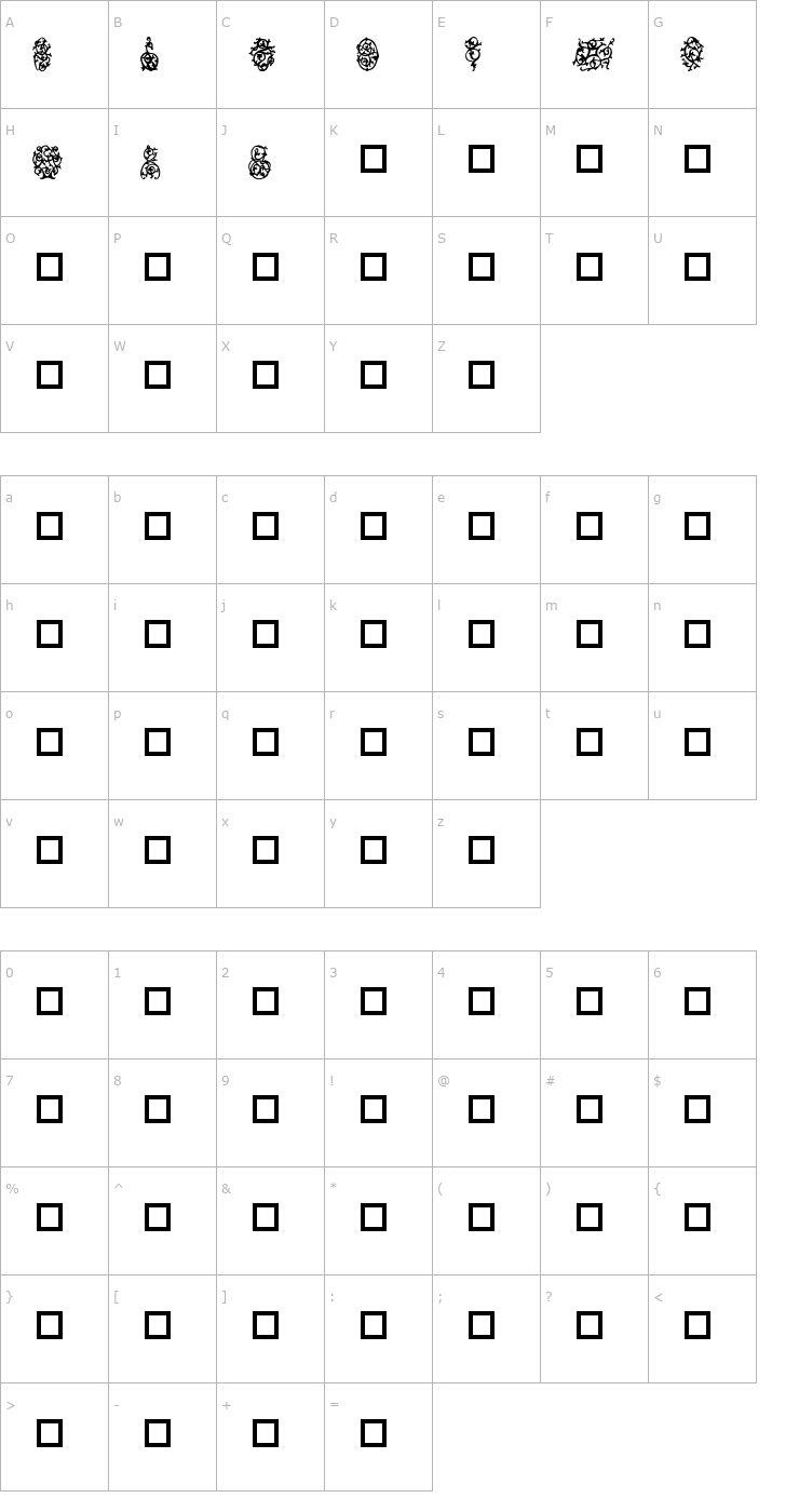 Character Map Destinys Designs Font