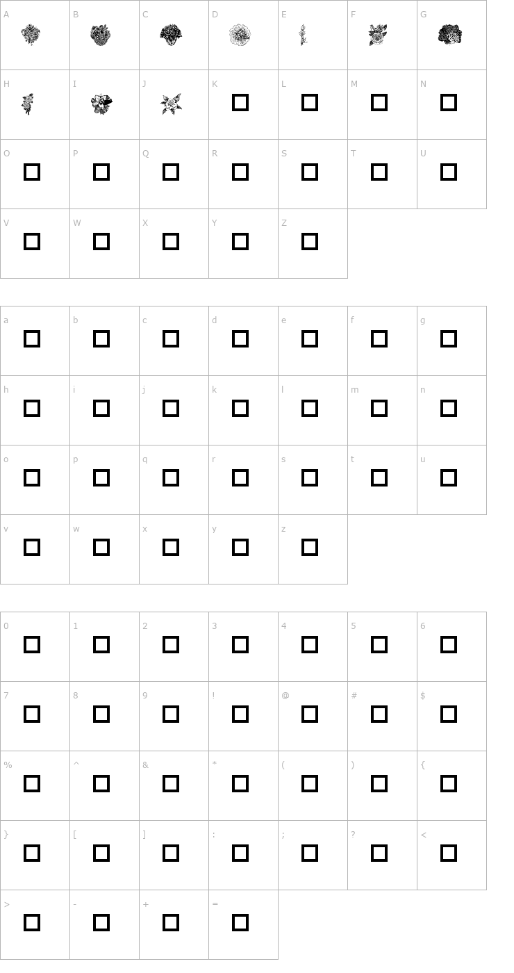 Character Map Destinys Flowers Font